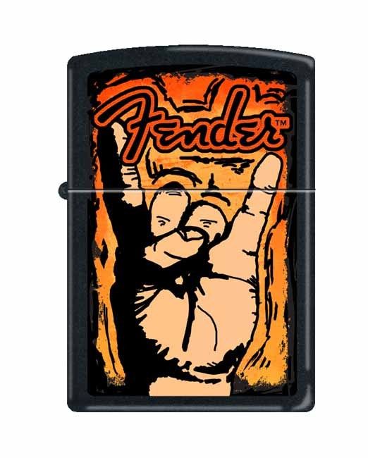 NEW Zippo Lighter 3295 Fender, Rock On - Black Matte No Sales Tax